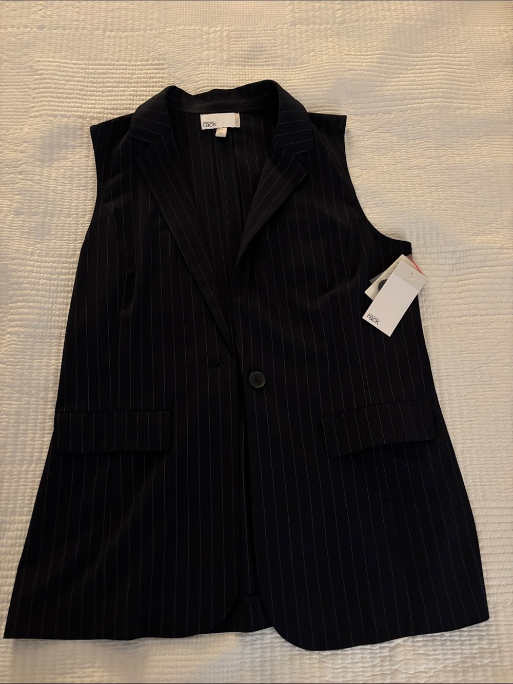NWT- Navy pinstripes sleeveless vest -medium